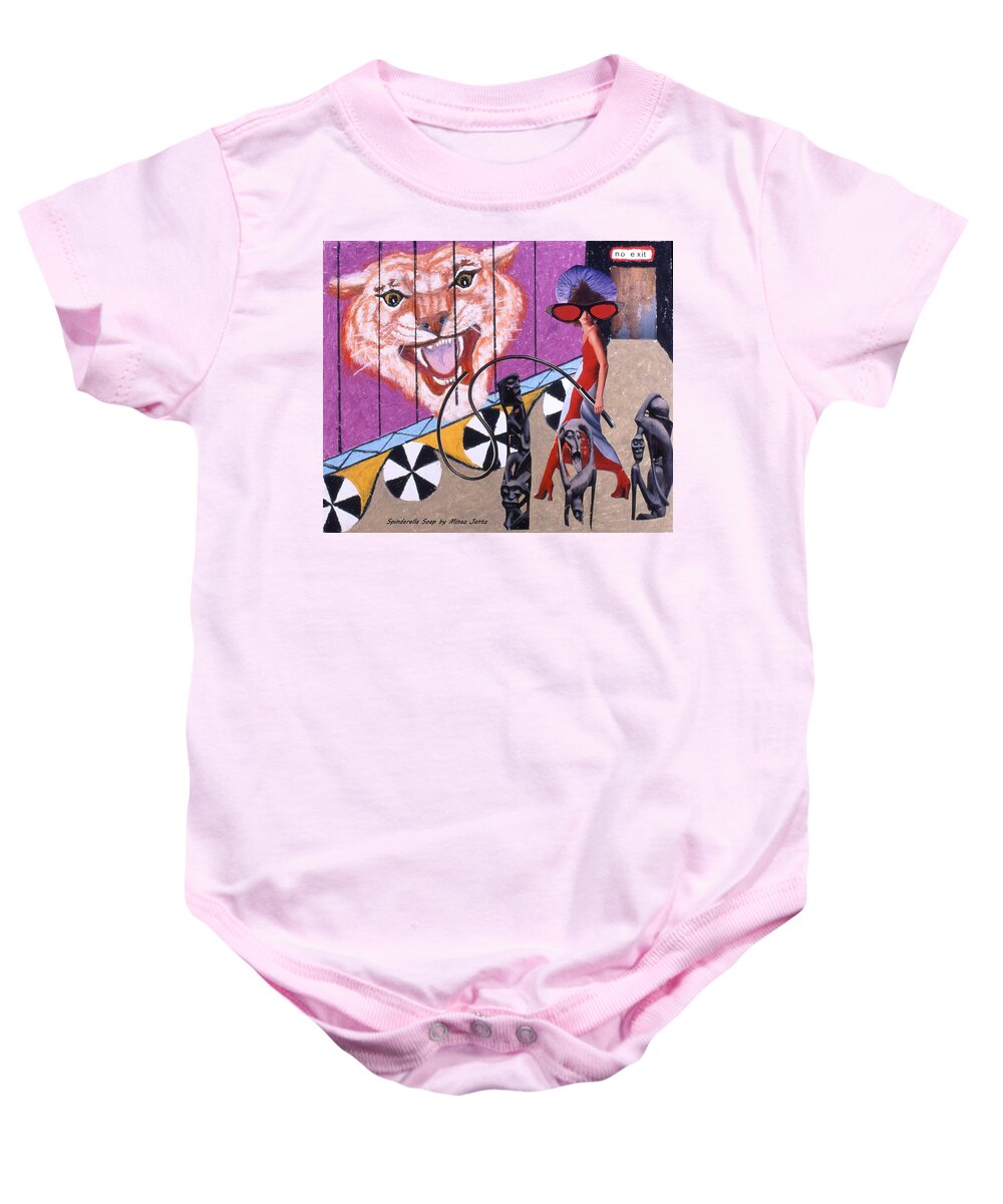 Tiger Baby Onesie featuring the drawing Soap Scene #15 Tiger in a Cage by Minaz Jantz