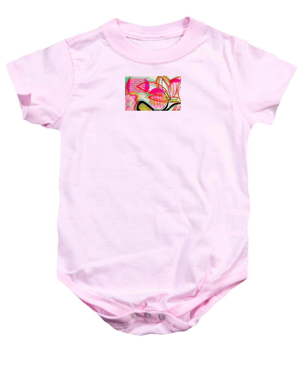 Pink Baby Onesie featuring the mixed media Sophies lullaby by Barbara Leigh Art
