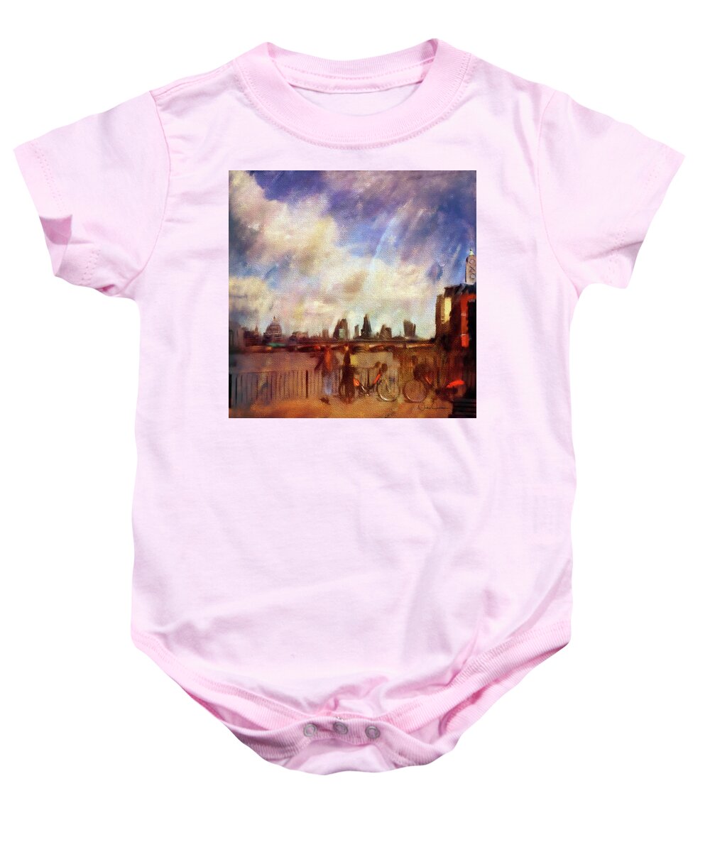 London Baby Onesie featuring the digital art South Bank by Nicky Jameson