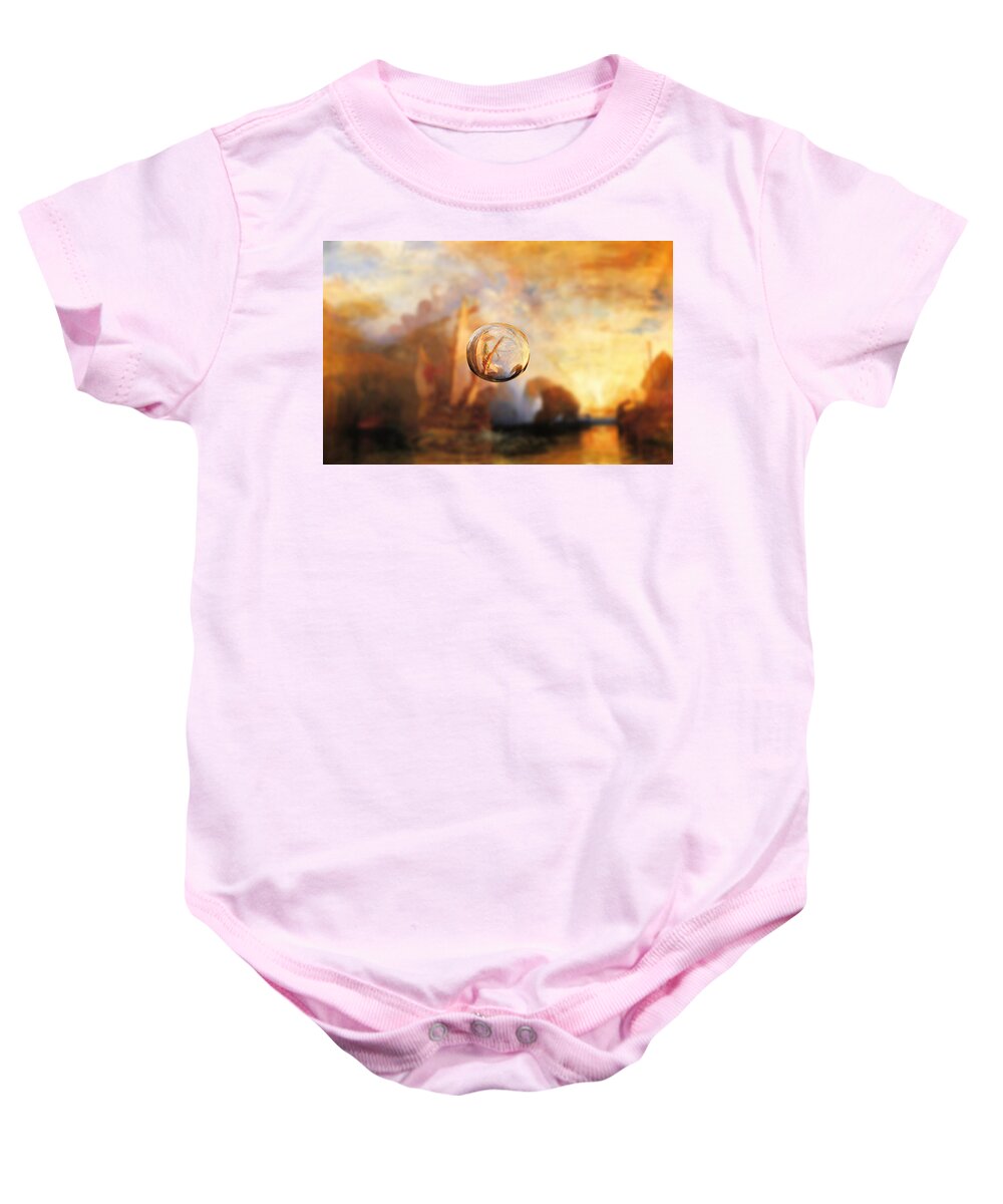 Abstract In The Living Room Baby Onesie featuring the digital art Sphere 11 Turner by David Bridburg