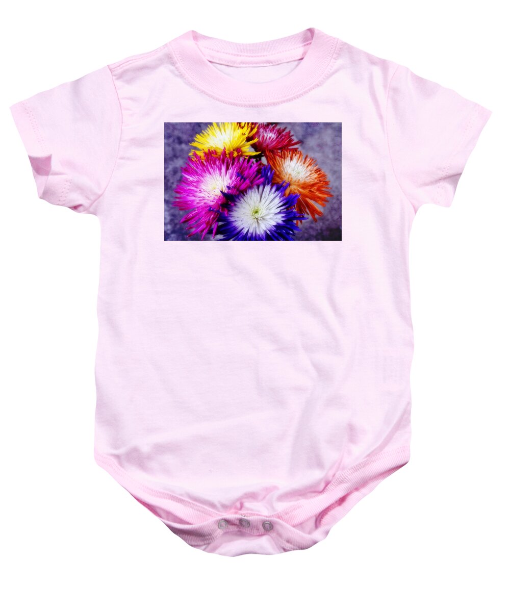 Flowers Baby Onesie featuring the photograph Spider Mums by Joan Bertucci