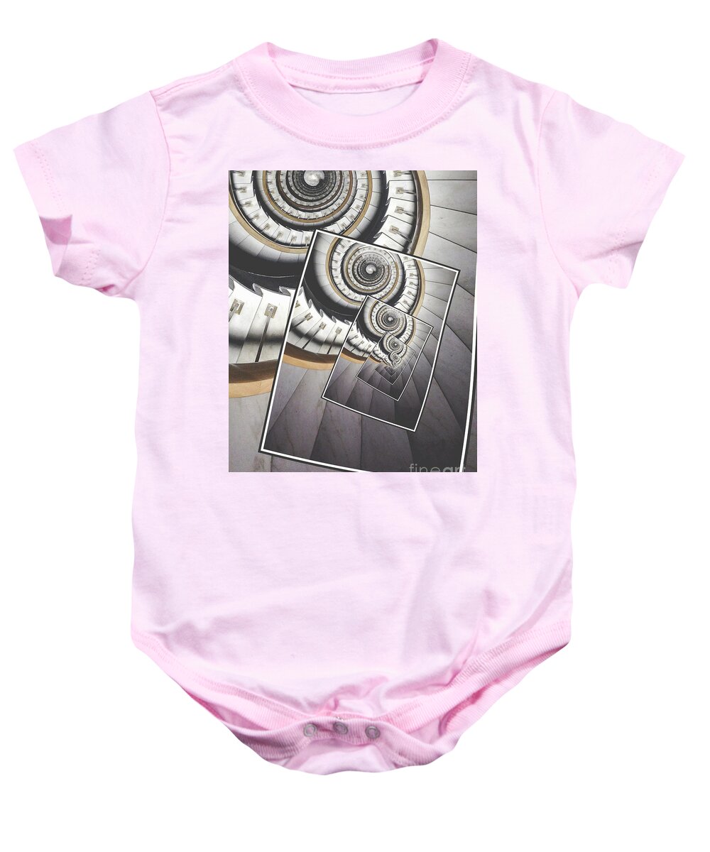Droste Effect Baby Onesie featuring the digital art Spiral Staircase by Phil Perkins