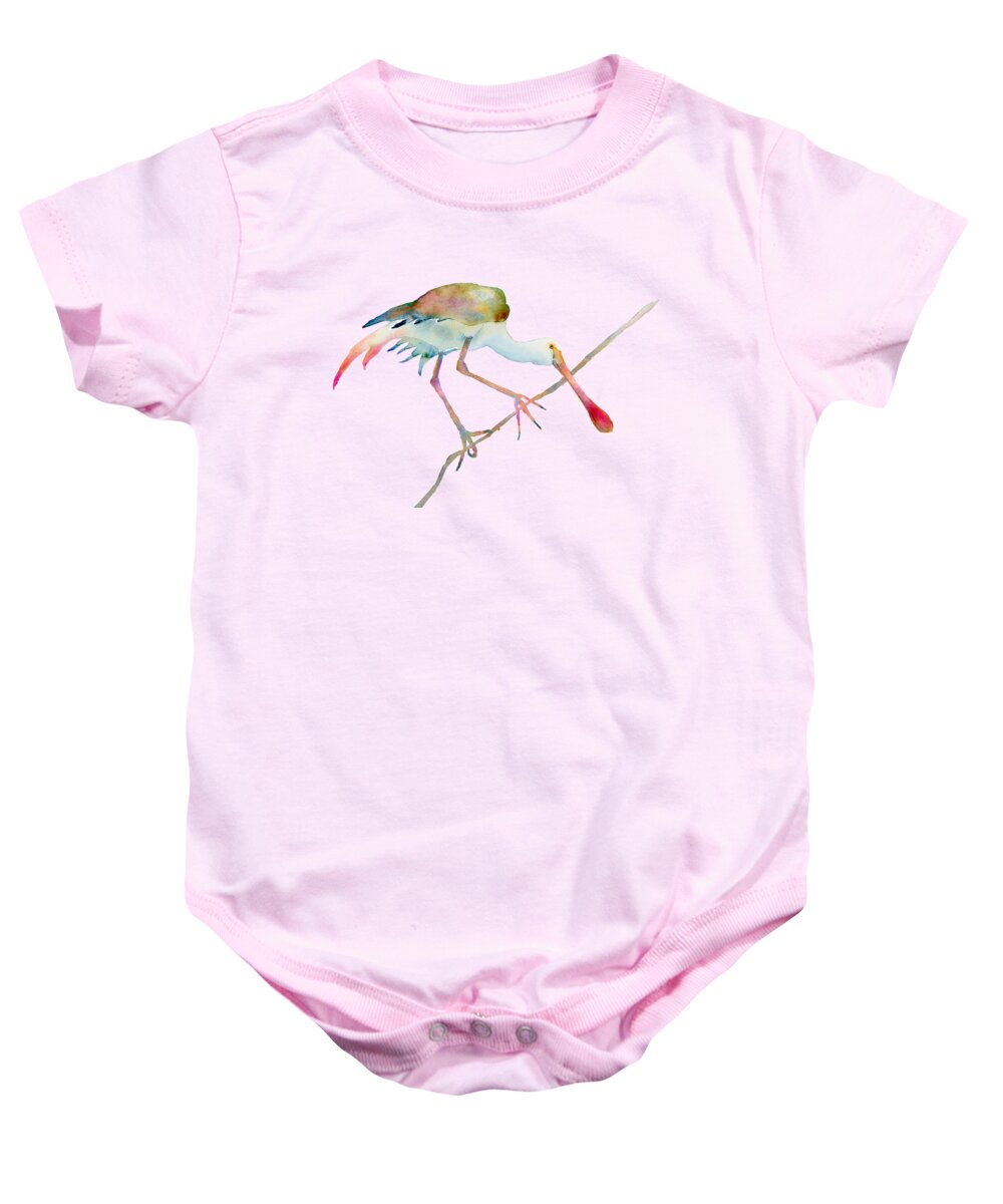 Watercolor Baby Onesie featuring the painting Spoonbill by Amy Kirkpatrick