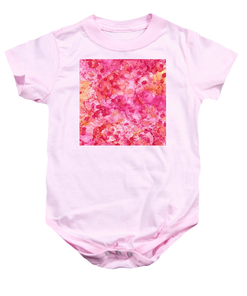 Pink Abstract Baby Onesie featuring the painting Spring Rose Abstract by Patricia Lintner