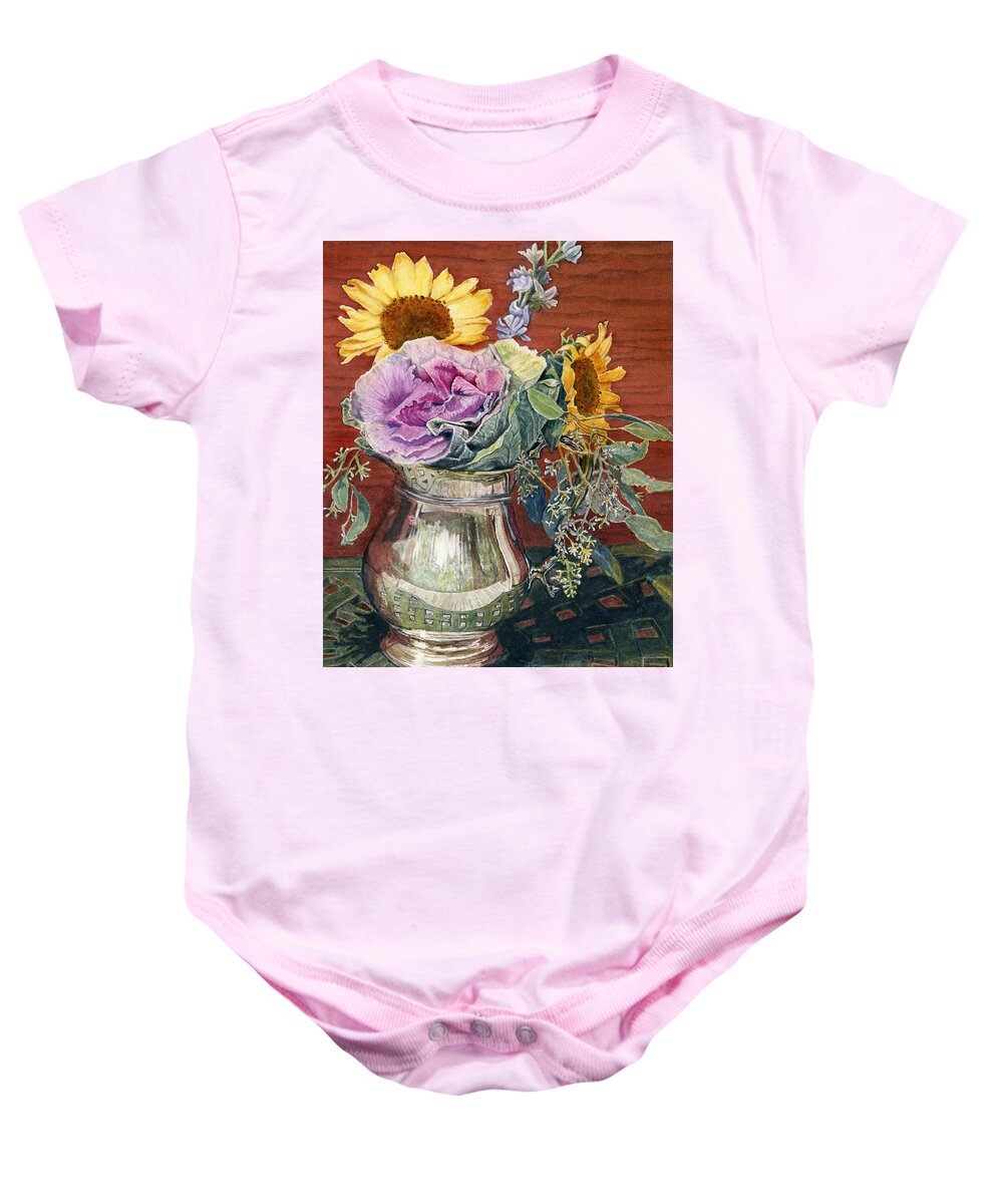 Still Life Baby Onesie featuring the painting Still Life with Flowers by Wendy Keeney-Kennicutt
