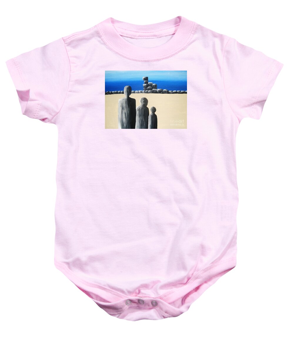 Stones Baby Onesie featuring the painting Stone Horizon by Reb Frost
