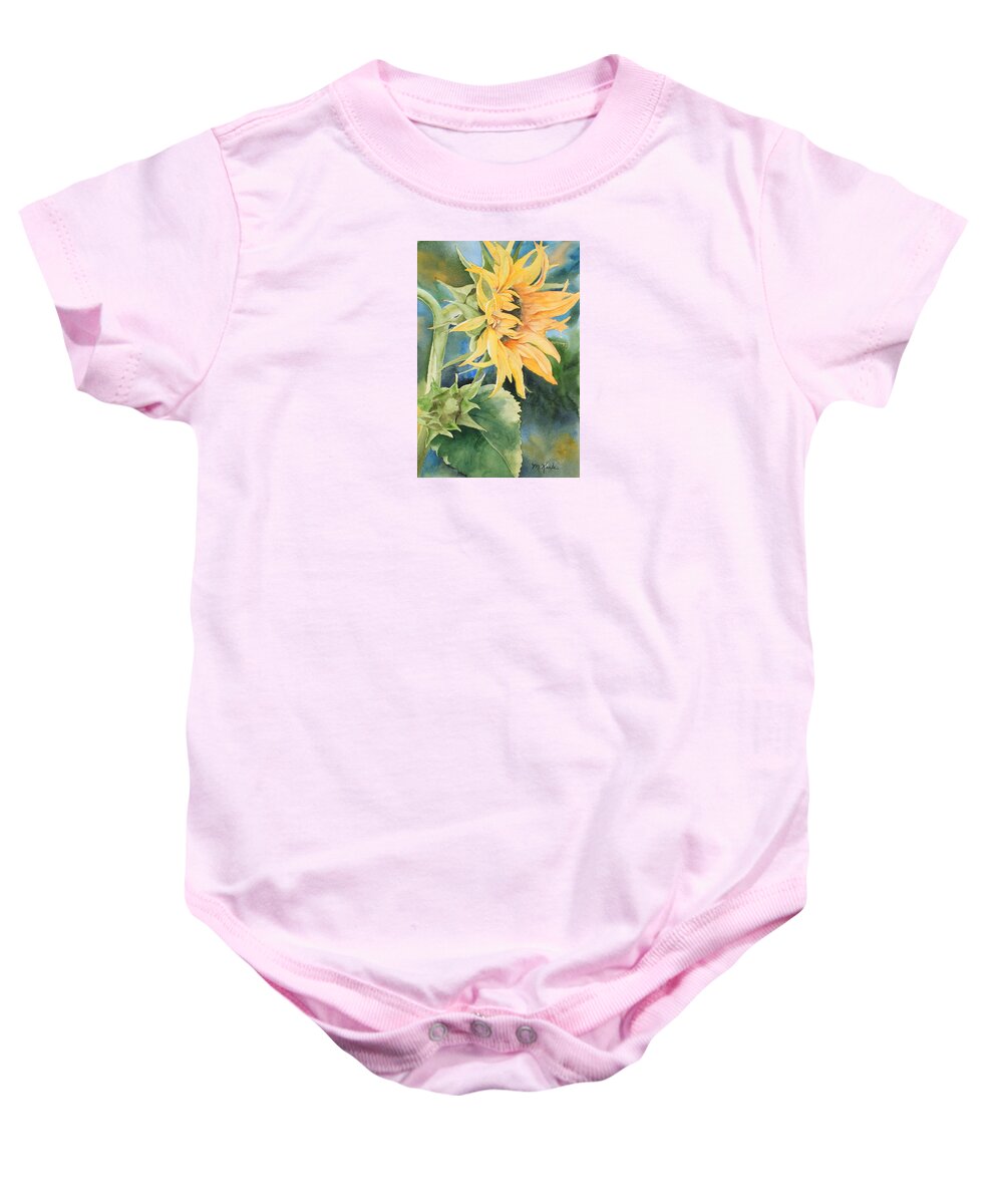Flower Baby Onesie featuring the painting Summer Sunflower by Marsha Karle