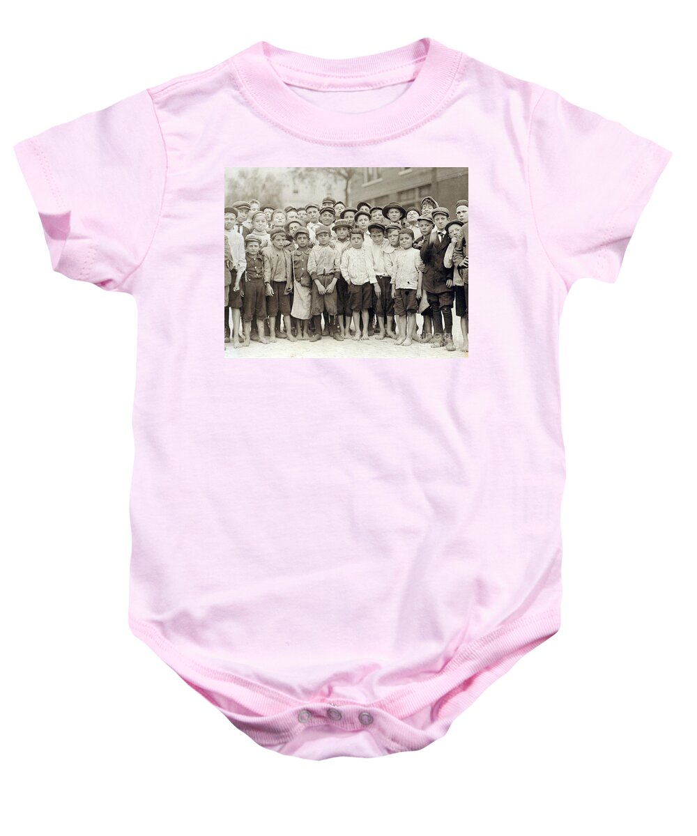 History Baby Onesie featuring the photograph Tampa Newsboys, Lewis Hine, 1913 by Science Source