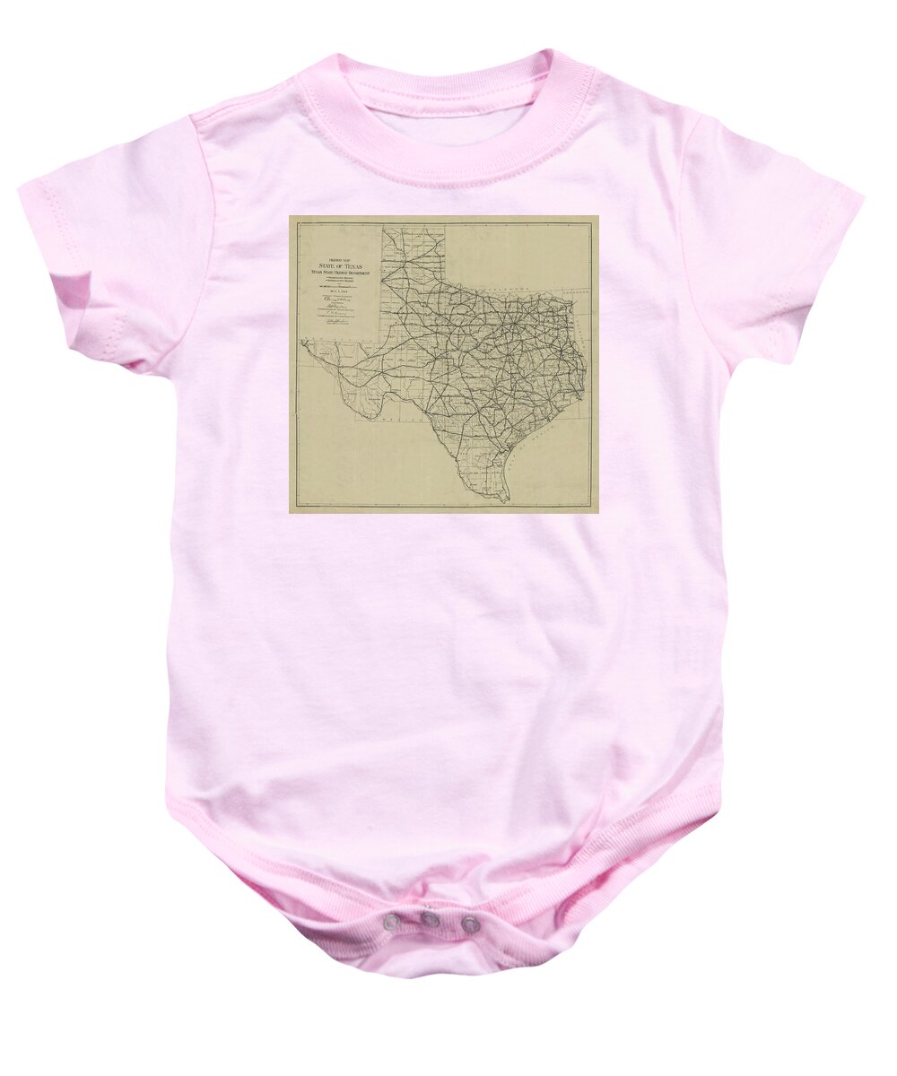 Map Baby Onesie featuring the digital art Texas 1919, Texas Highway Department by Texas Map Store