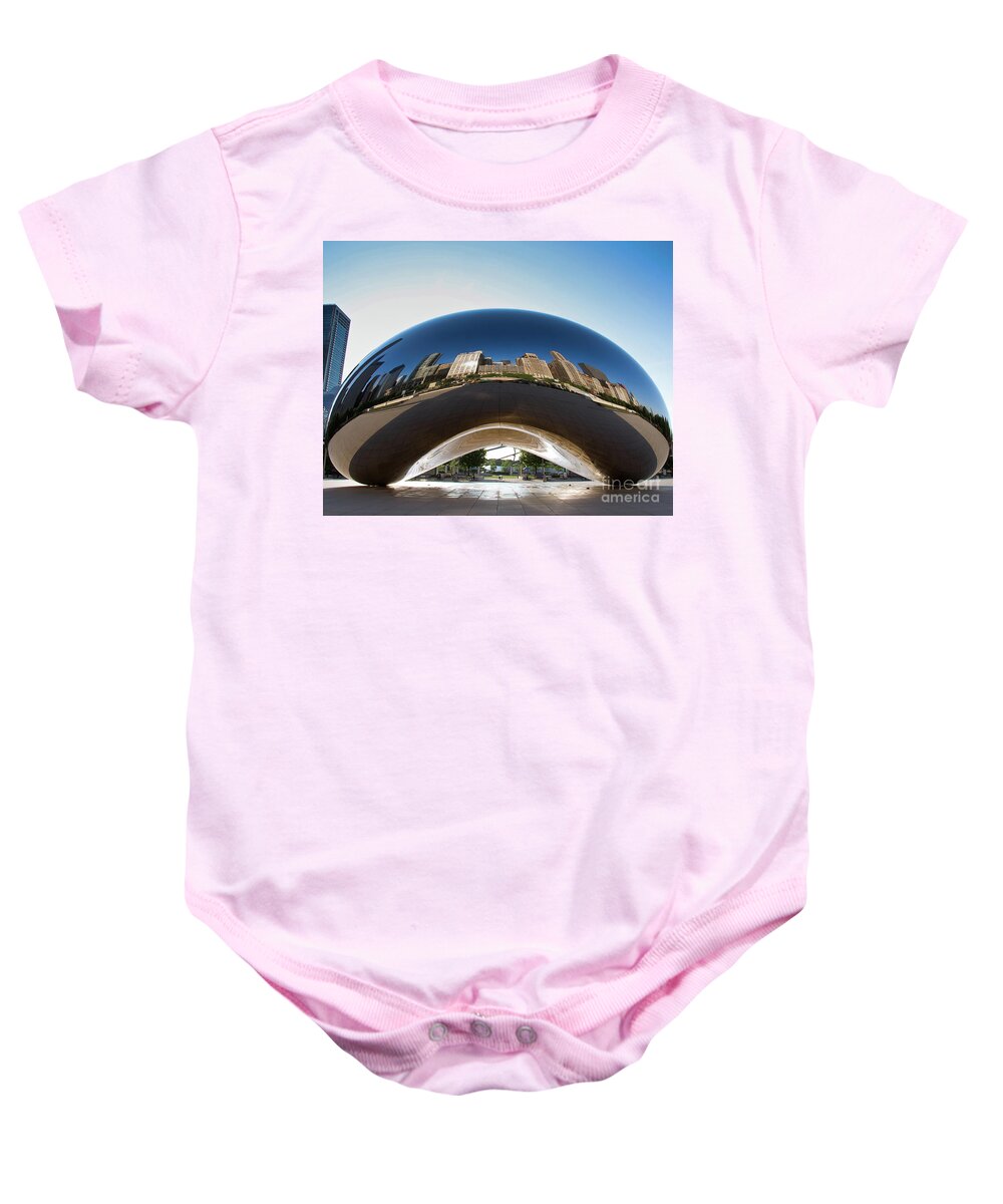 Art Baby Onesie featuring the photograph The Bean's Early Morning Reflections by David Levin