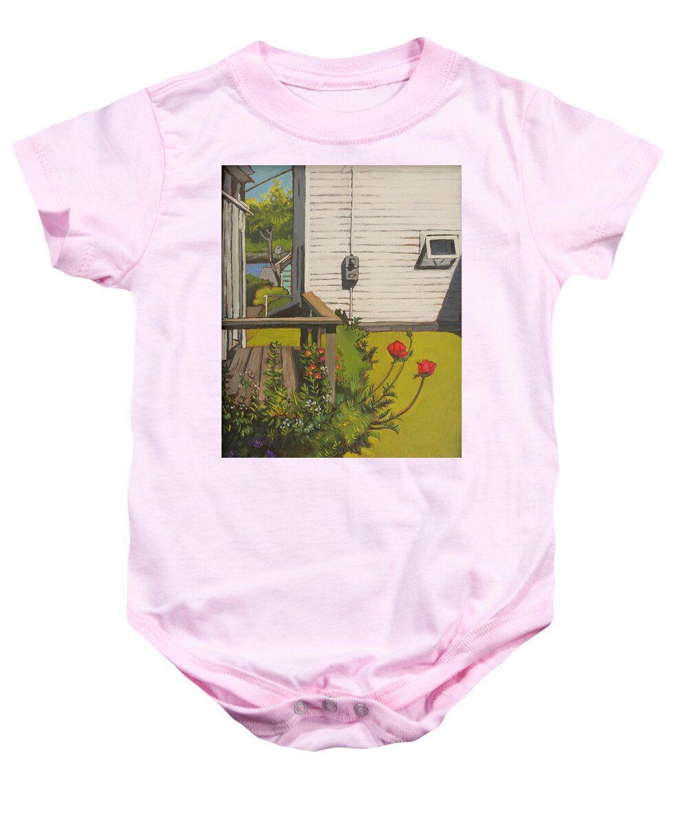 Landscape Baby Onesie featuring the painting The Blessing of the Poppies by Sherry Ashby
