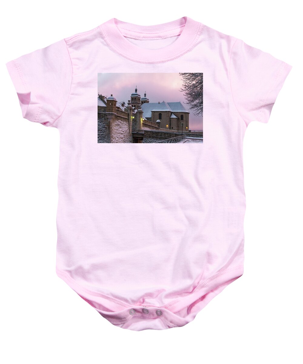 Winter Baby Onesie featuring the photograph The Collegiate Church of Briancon - 1 - French Alps by Paul MAURICE