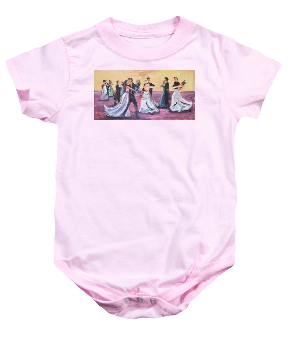 Ballroom Dance Baby Onesie featuring the painting The Dance by Donna Tuten