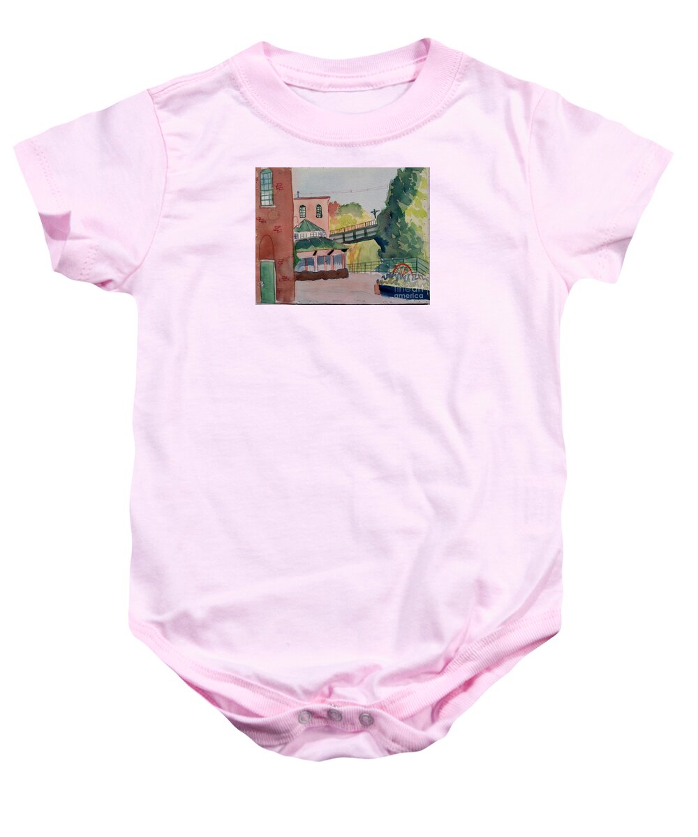 Mills Baby Onesie featuring the painting The Establishment North Chelmsford by Debra Bretton Robinson