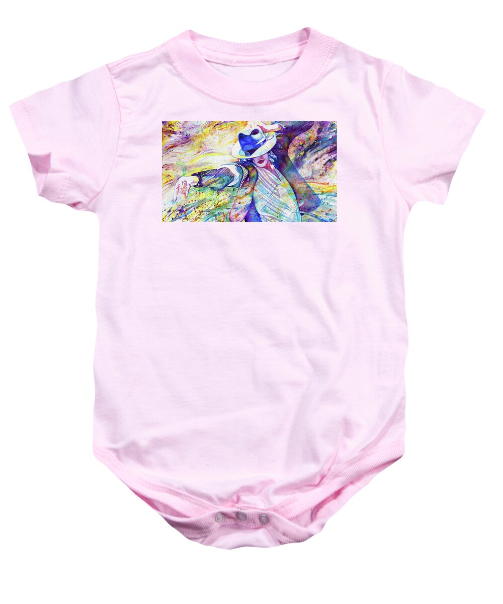 Michael Jackson Baby Onesie featuring the painting The Flow of Micheal Jackson by Joshua Morton