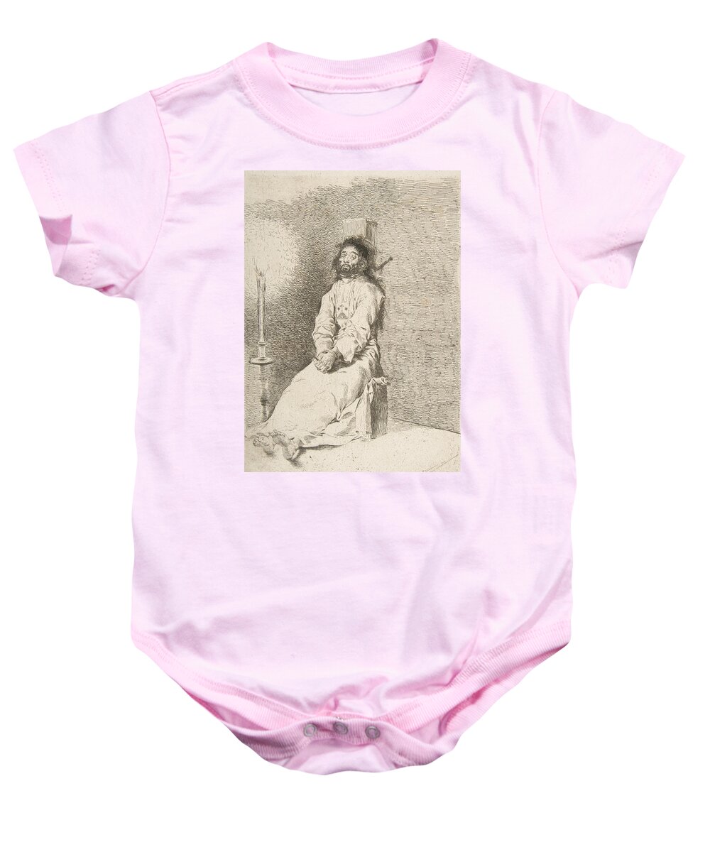 Spanish Art Baby Onesie featuring the relief The garroted man by Francisco Goya