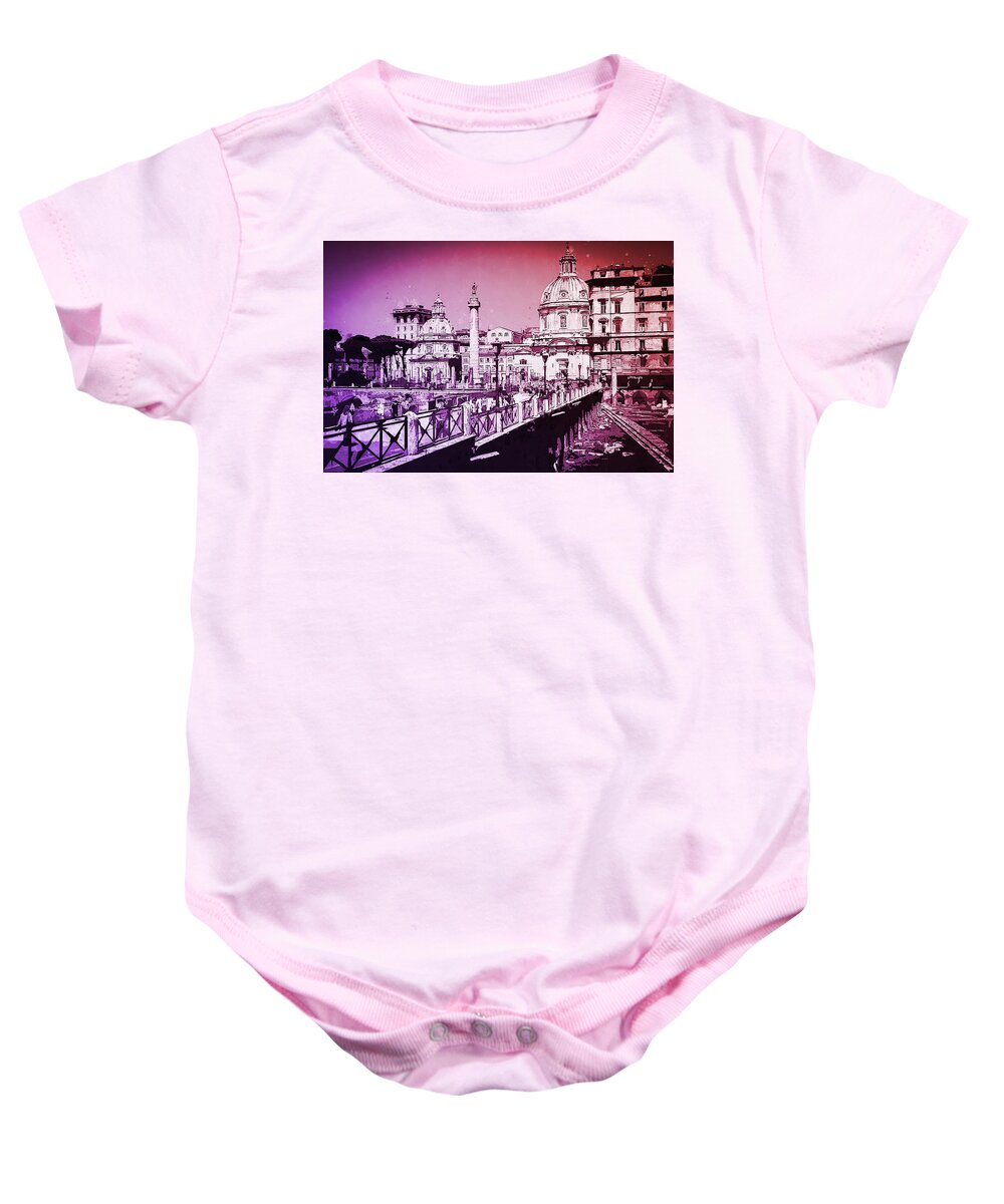 Rome Imperial Fora Baby Onesie featuring the painting The Imperial Fora, Rome - 17 by AM FineArtPrints
