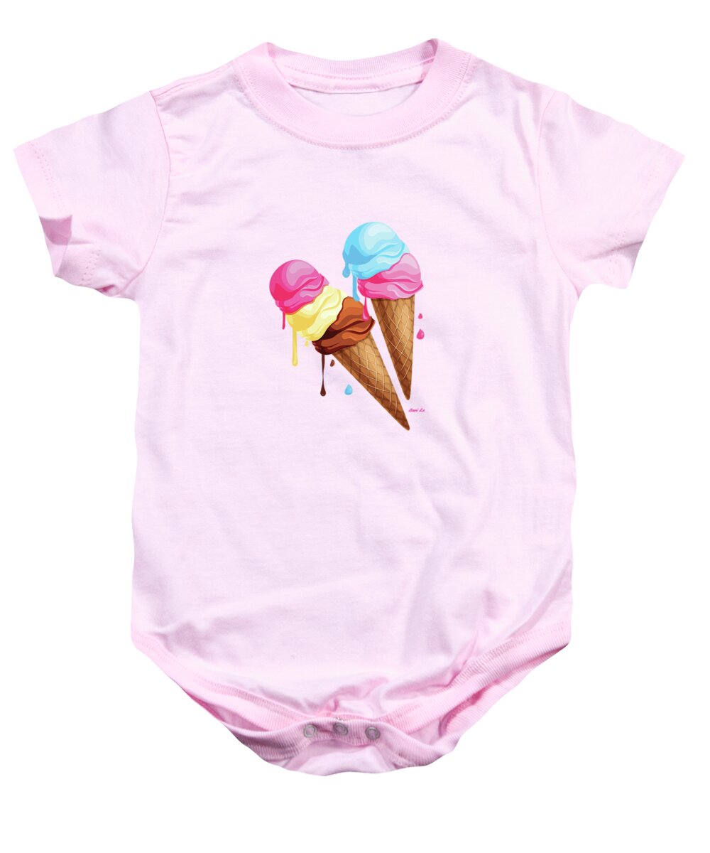 Summer Baby Onesie featuring the painting The Last Taste Of Summer Is The Sweetest by Little Bunny Sunshine