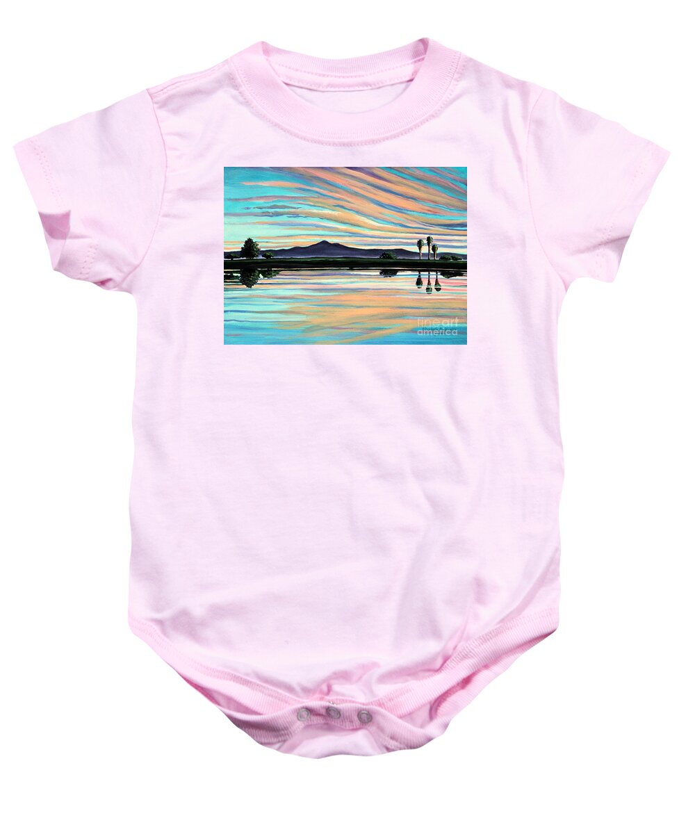 Landscape Baby Onesie featuring the painting The Magic is in the Water by Elizabeth Robinette Tyndall