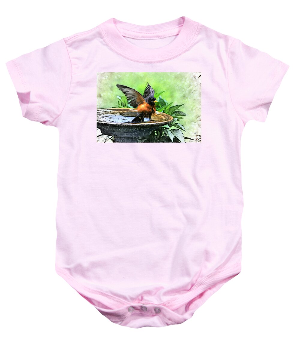 American Robin Baby Onesie featuring the photograph The Messenger by Tina LeCour