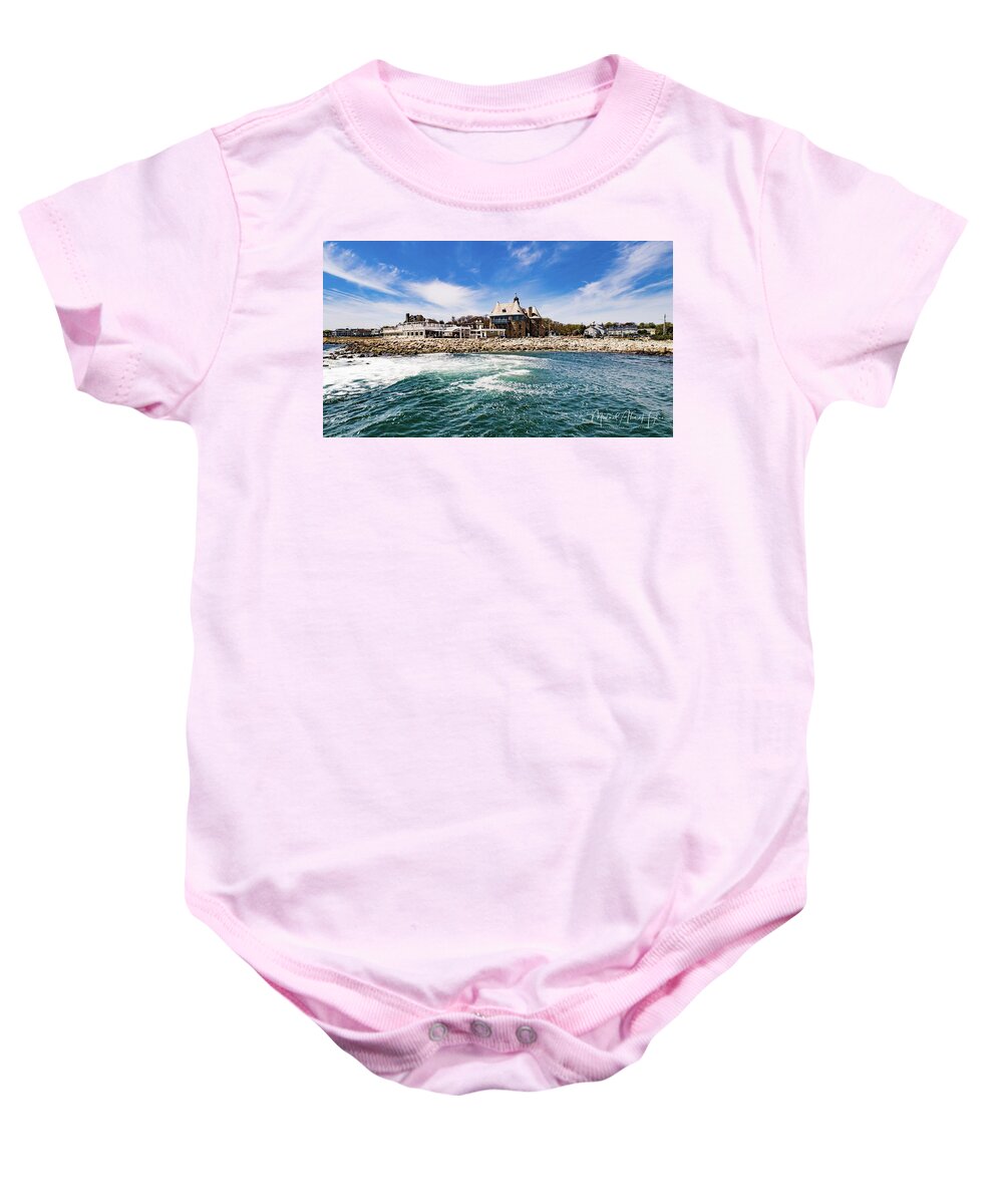 The Towers Baby Onesie featuring the photograph The Towers of Narragansett by Veterans Aerial Media LLC