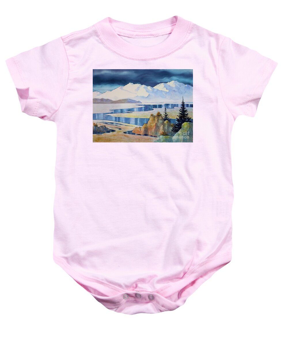 Tidal Patterns Iii Baby Onesie featuring the painting Tidal Patterns III by Teresa Ascone