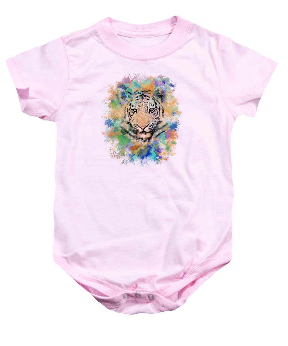 Tiger Baby Onesie featuring the digital art Tiger 3 by Lucie Dumas