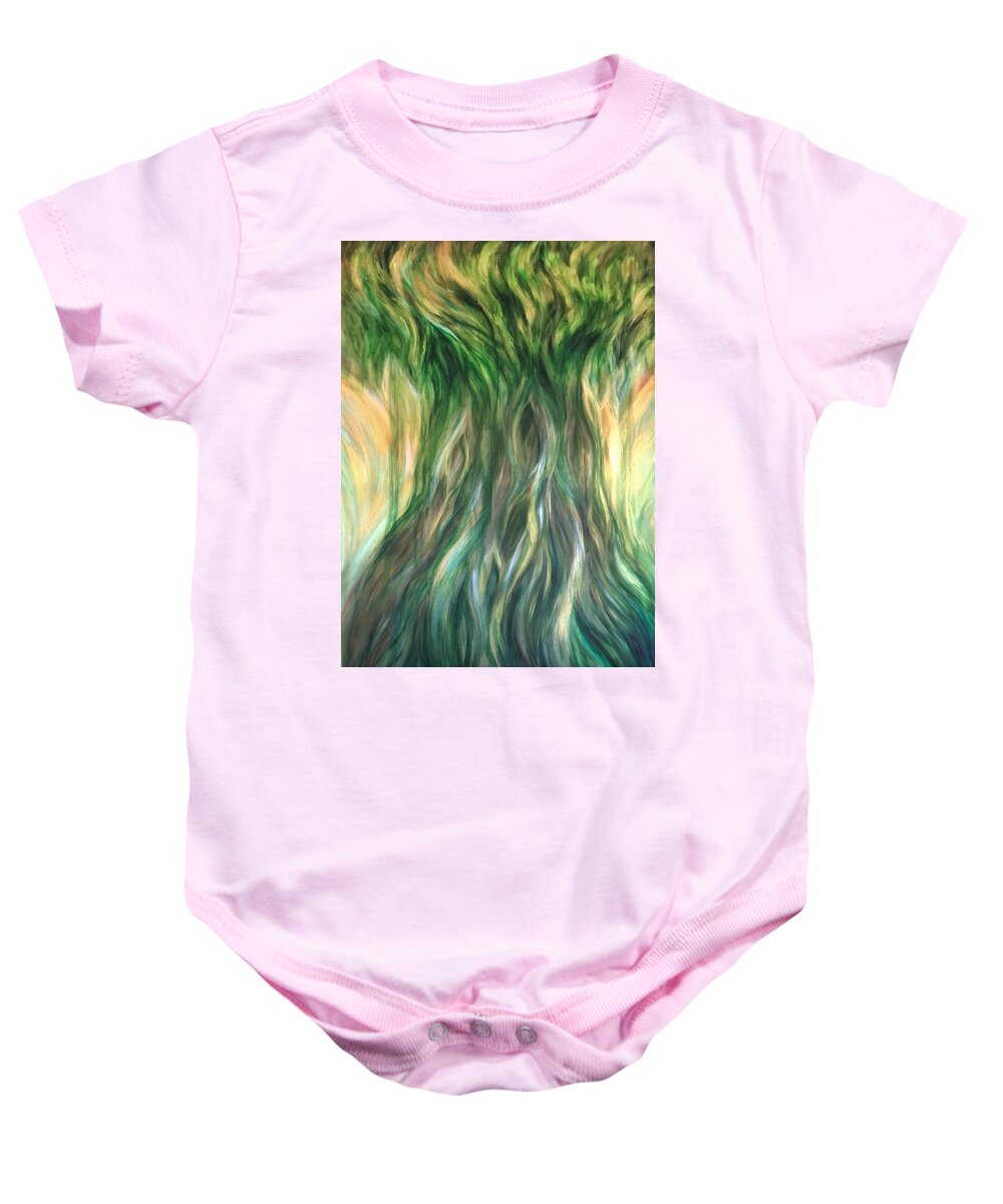 Tree Baby Onesie featuring the painting Tree of Wisdom by Michelle Pier