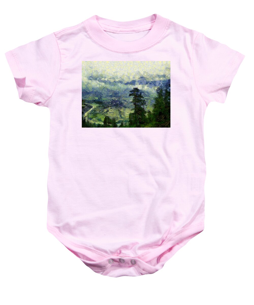 Trees Baby Onesie featuring the photograph Trees near the mountains by Ashish Agarwal