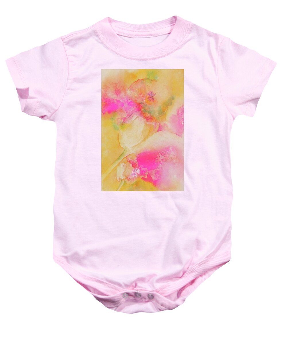 Tulips Baby Onesie featuring the painting Tulip Fantasia by Nataya Crow