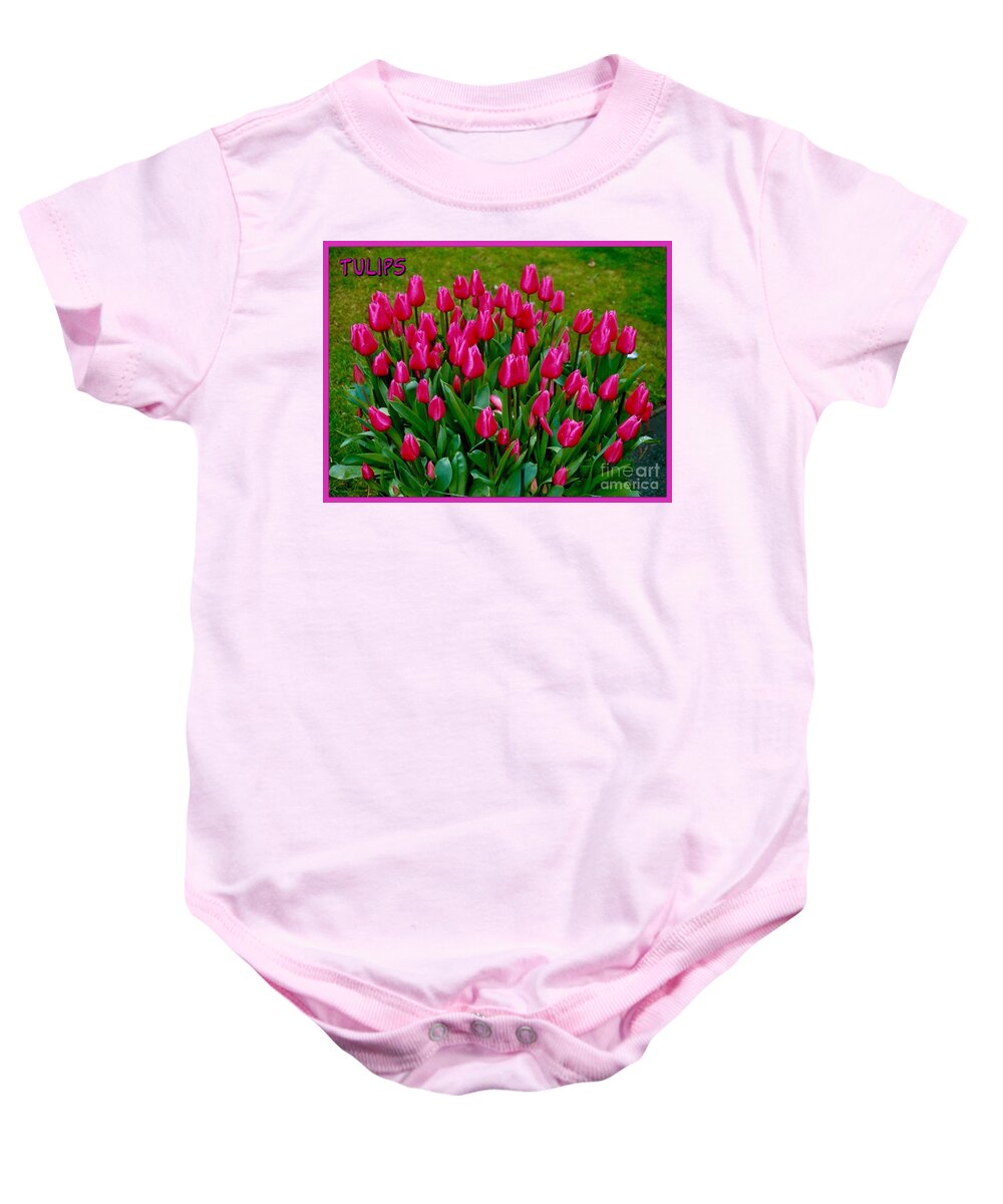 Bright Pink Tulips Baby Onesie featuring the photograph Tulips Poster by Joan-Violet Stretch
