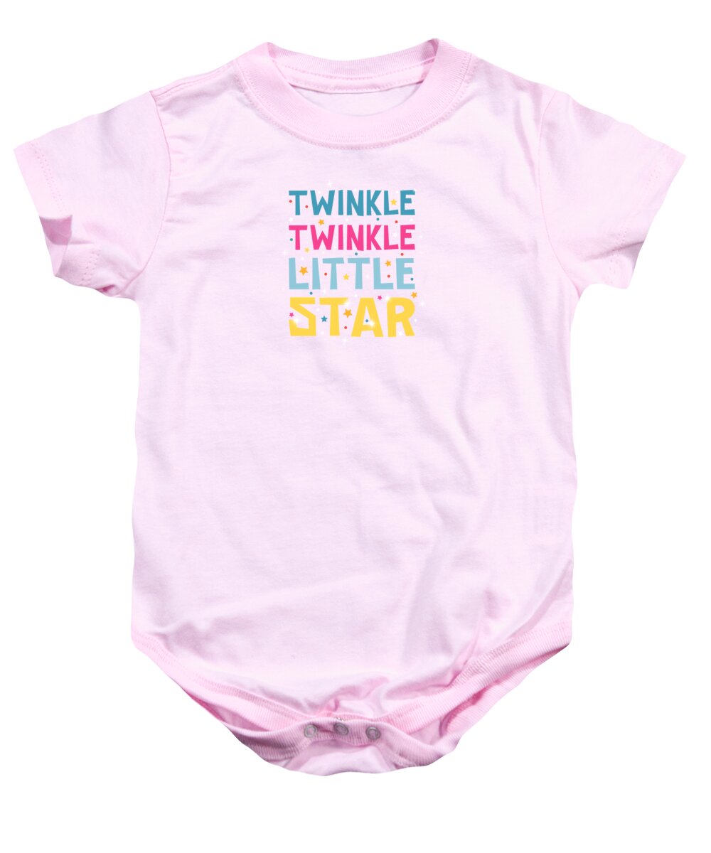 Twinkle Baby Onesie featuring the painting Twinkle Twinkle Little Star by Little Bunny Sunshine