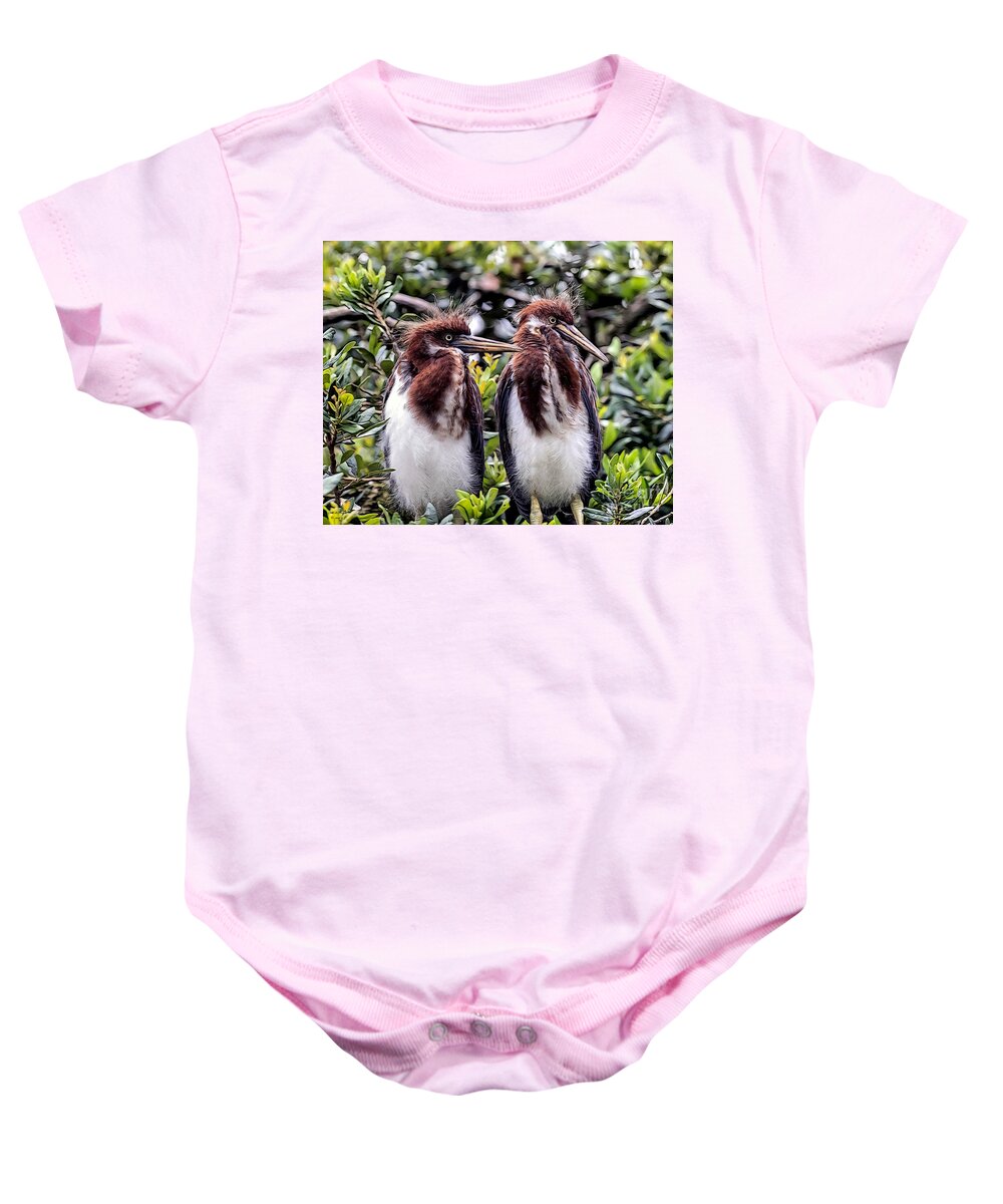 Birds Baby Onesie featuring the mixed media Twins by DB Hayes