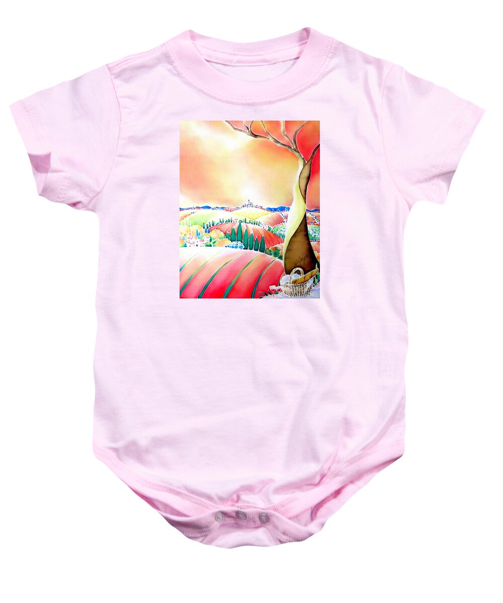 Autumn Baby Onesie featuring the painting Un jour d'automne by Hisayo OHTA