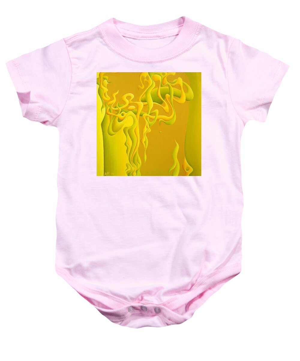 Yellow Baby Onesie featuring the painting UnBridaled Innocence by Amy Ferrari