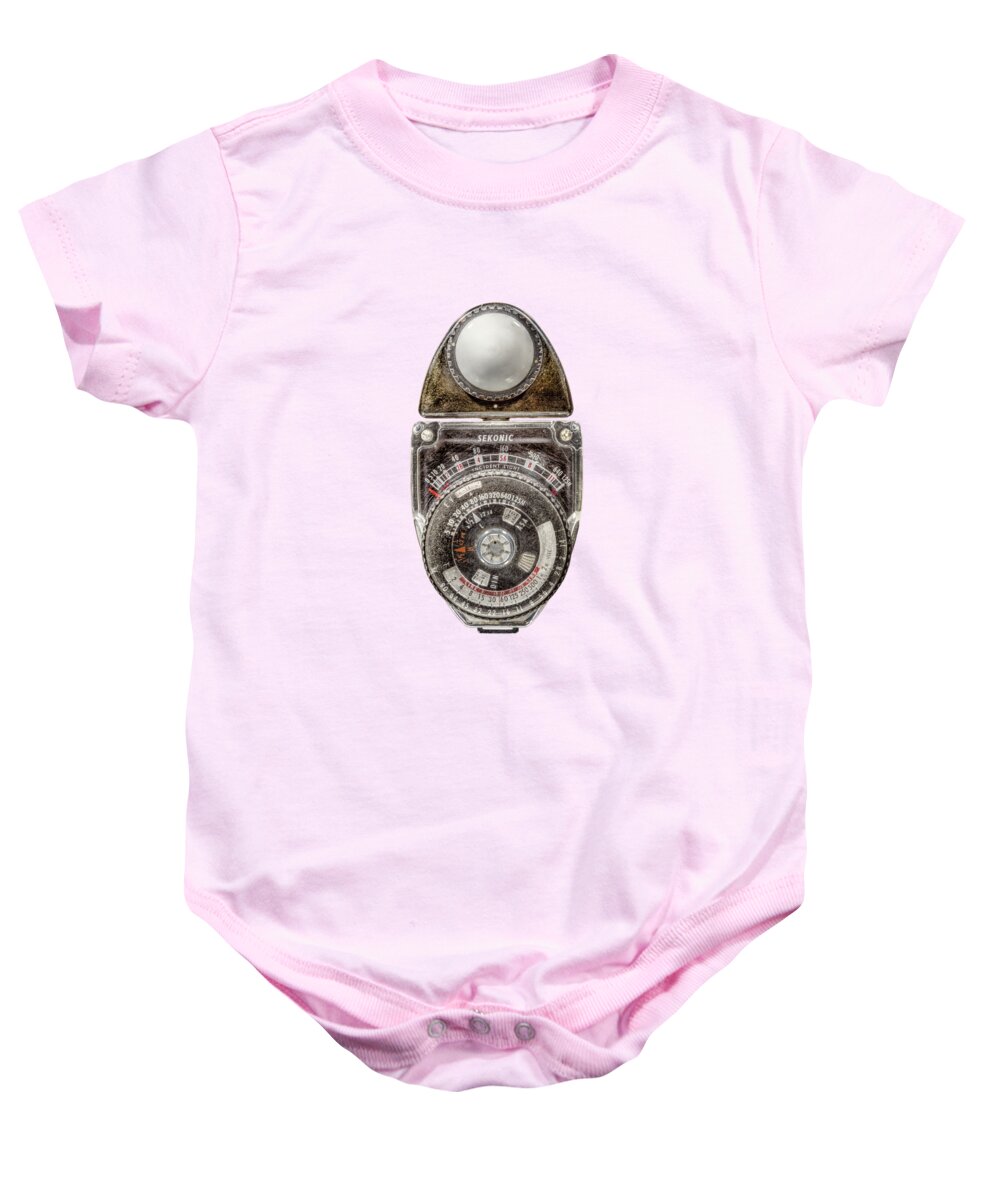 Camera Art Baby Onesie featuring the photograph Vintage Sekonic Deluxe Light Meter by YoPedro