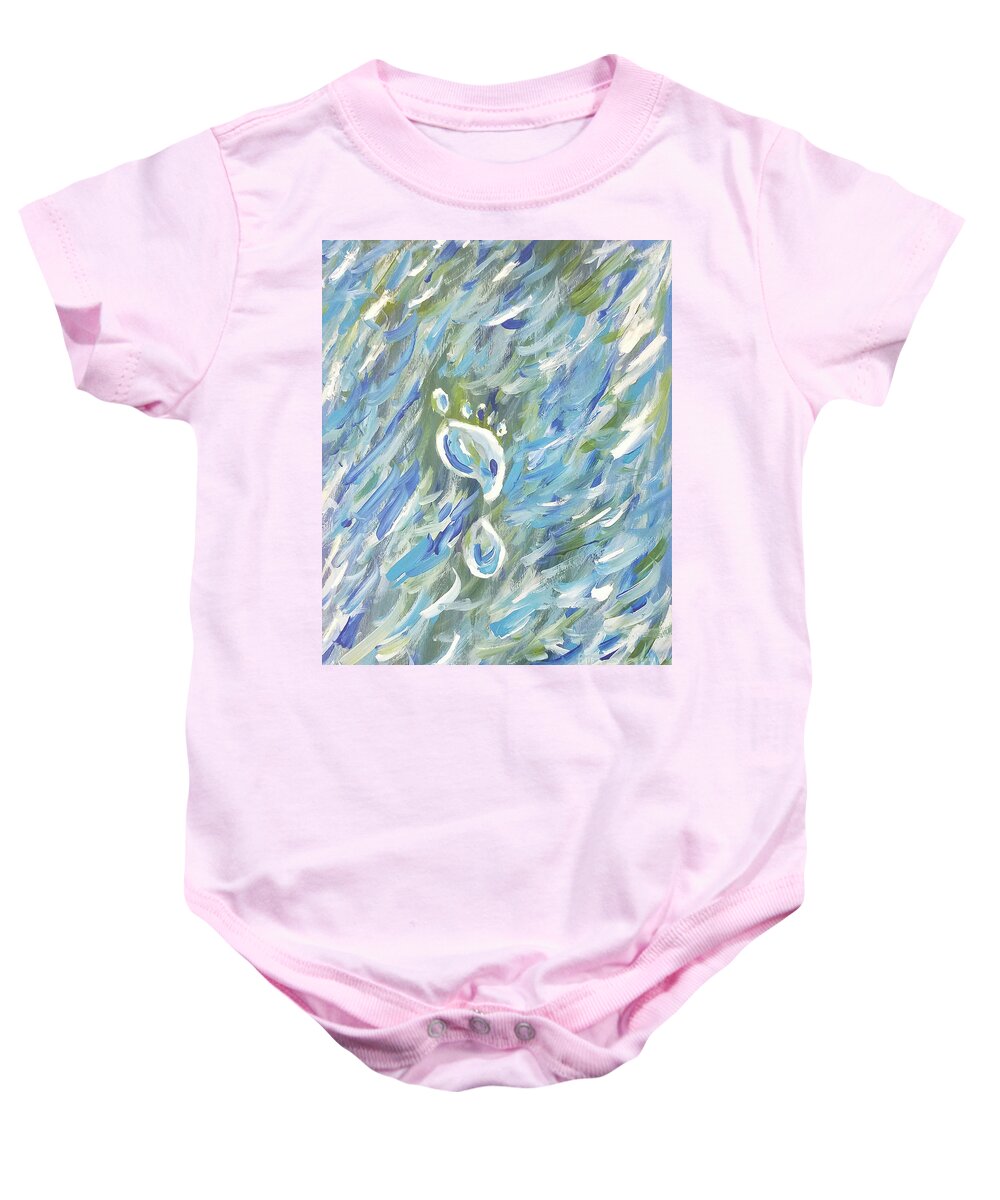 Walk On Water Baby Onesie featuring the painting Walk On Water by Curtis Sikes