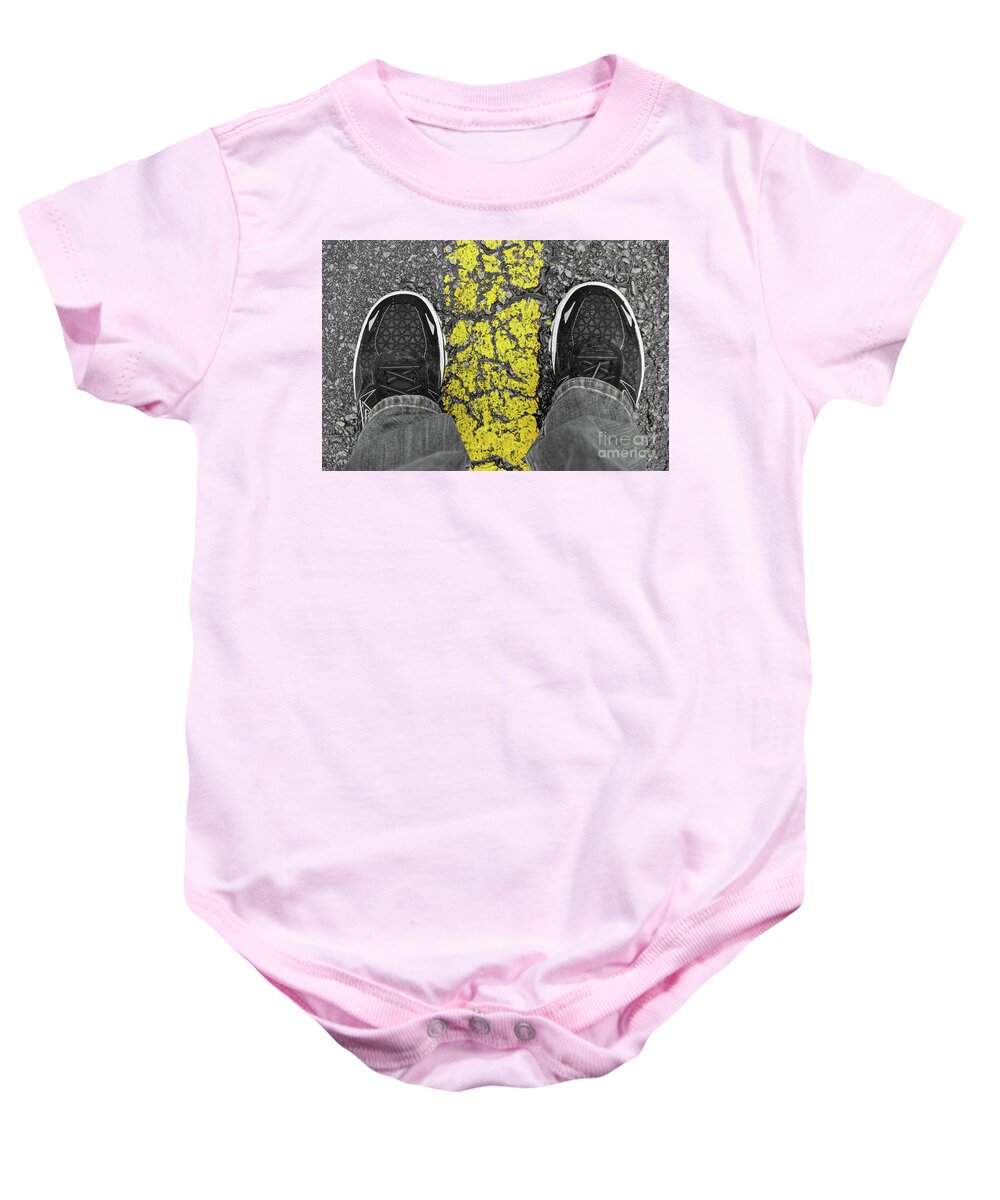 Feet Baby Onesie featuring the photograph Walk The Line by Jennifer White