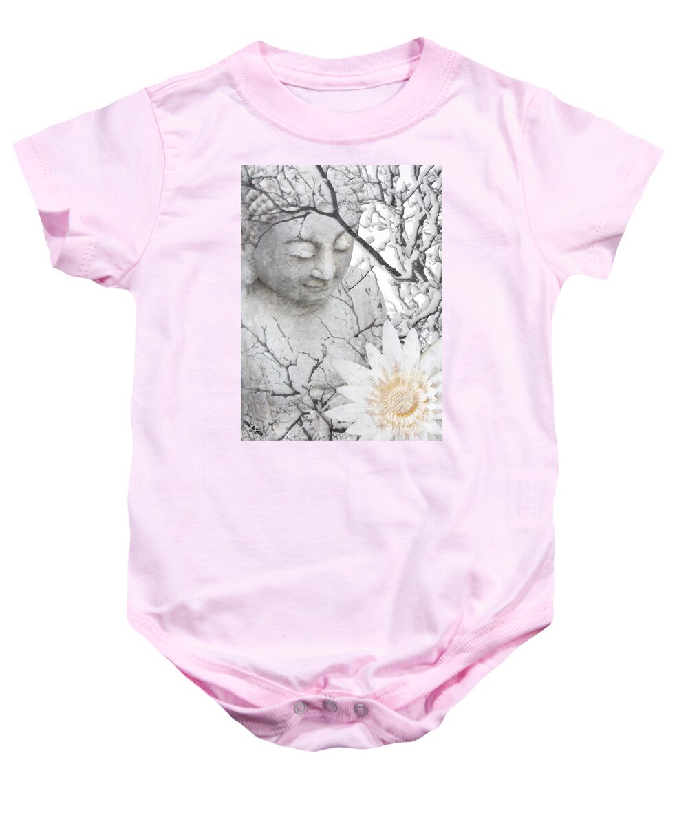 Buddha Baby Onesie featuring the mixed media Warm Winter's Moment by Christopher Beikmann