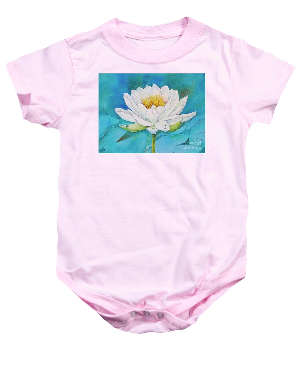 Water Lily Baby Onesie featuring the painting Water Lily by Midge Pippel