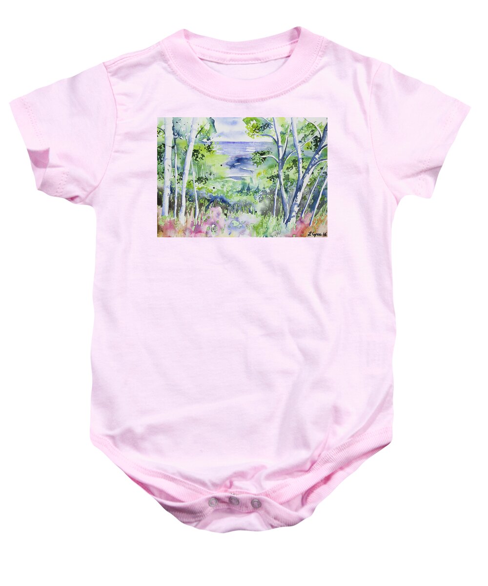 Lake Superior Baby Onesie featuring the painting Watercolor - Lake Superior Impression by Cascade Colors