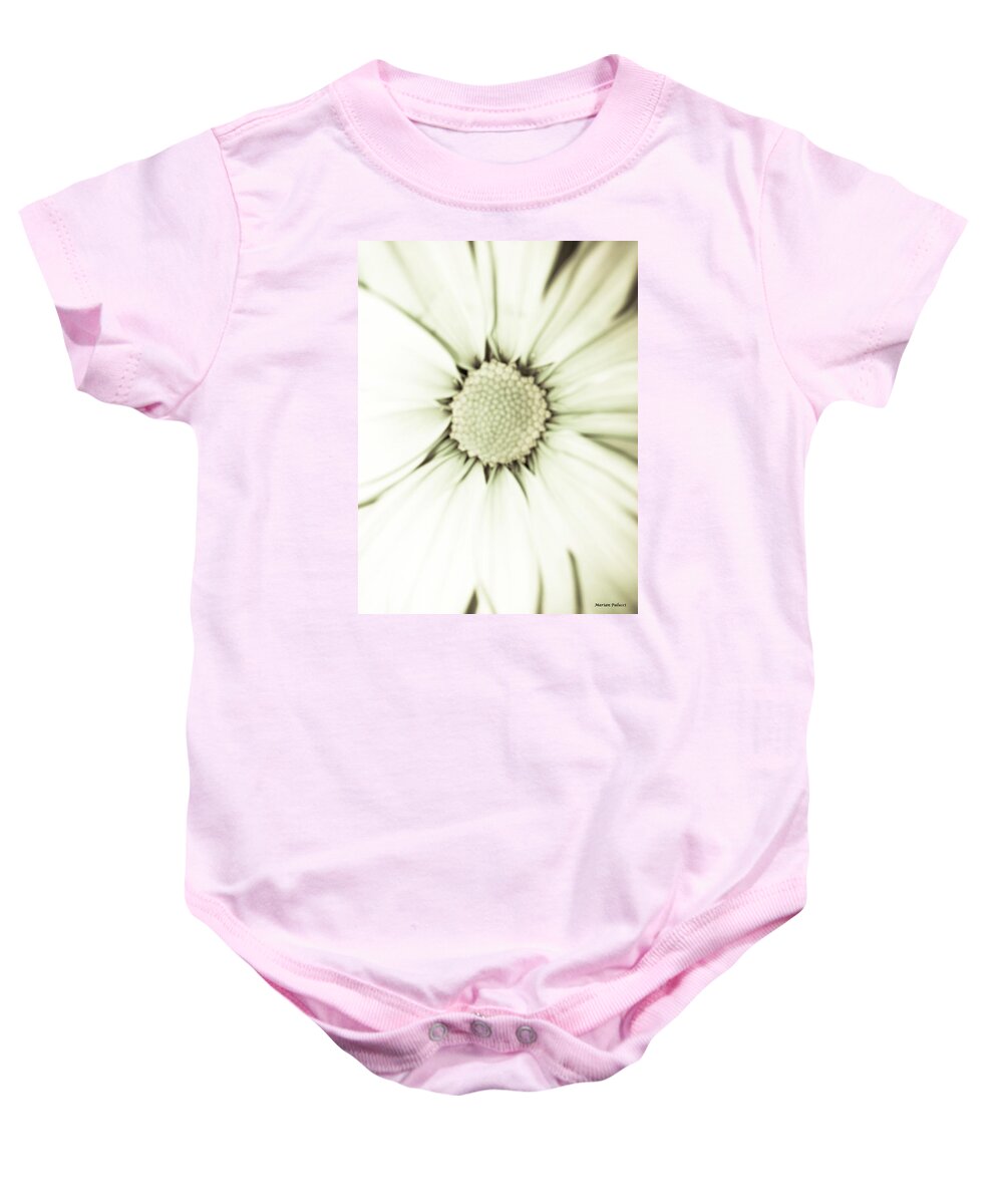 Daisy Baby Onesie featuring the photograph White Daisy Beauty by Marian Lonzetta