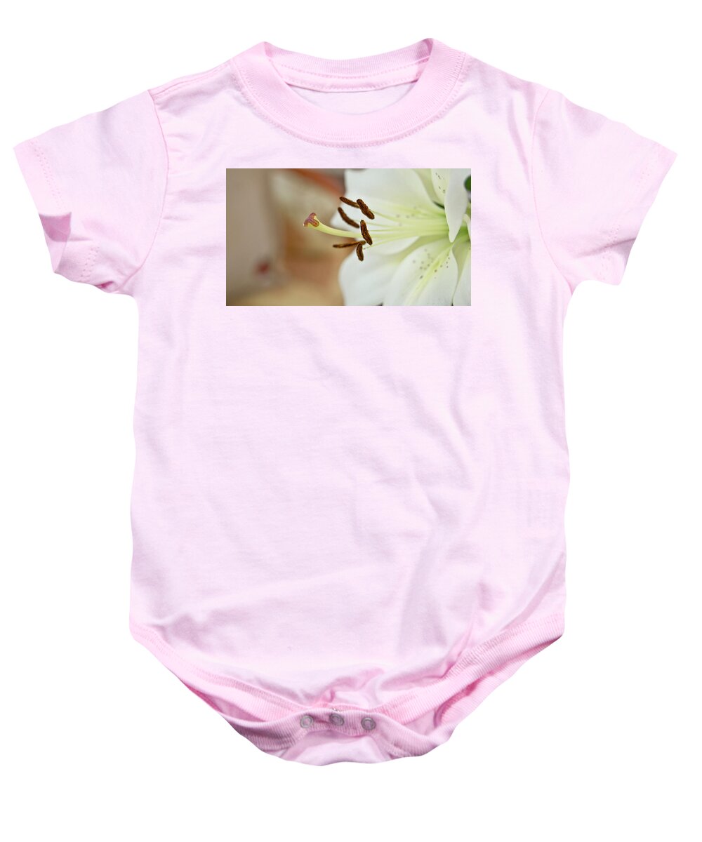 Flower Baby Onesie featuring the photograph White Lily 2 by Elena Perelman