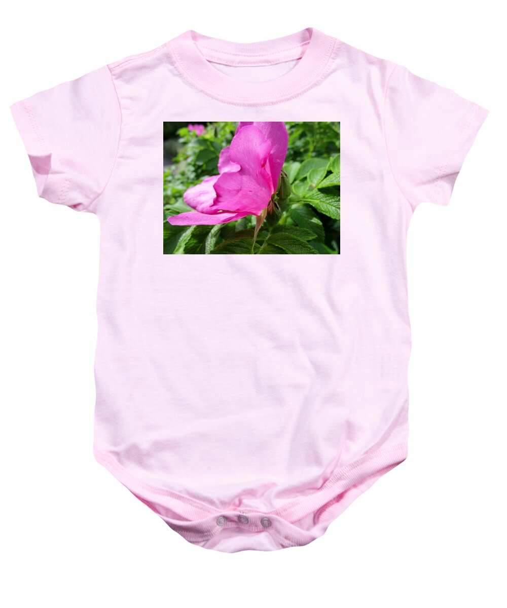 Rosehip Baby Onesie featuring the photograph Wild rose by Rosita Larsson