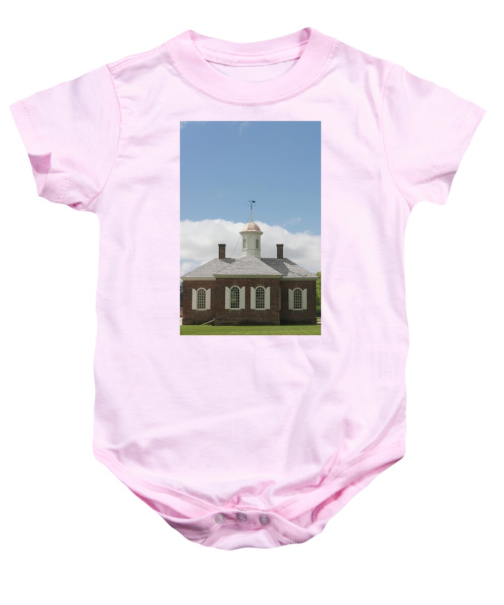 Colonial Williamsburg Virginia Baby Onesie featuring the photograph Williamsburg Courthouse by Teresa Mucha