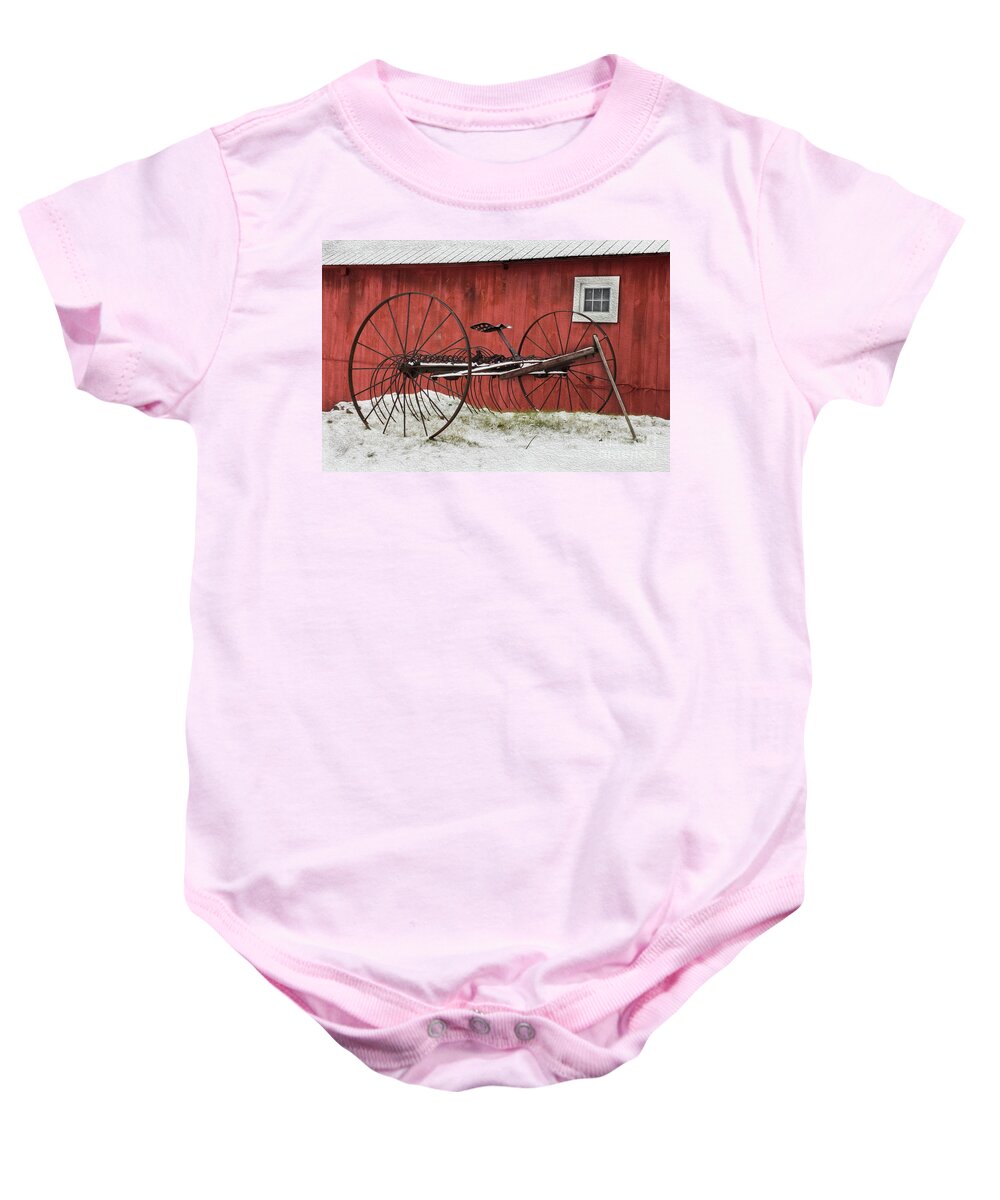 Farm Baby Onesie featuring the photograph Winter on Farm by David Rucker