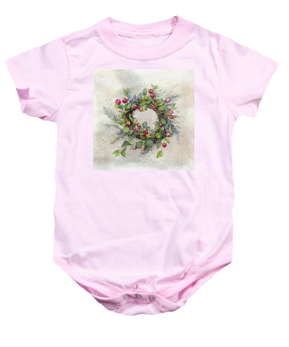 Berries Baby Onesie featuring the digital art Woodland Berry Wreath by Colleen Taylor