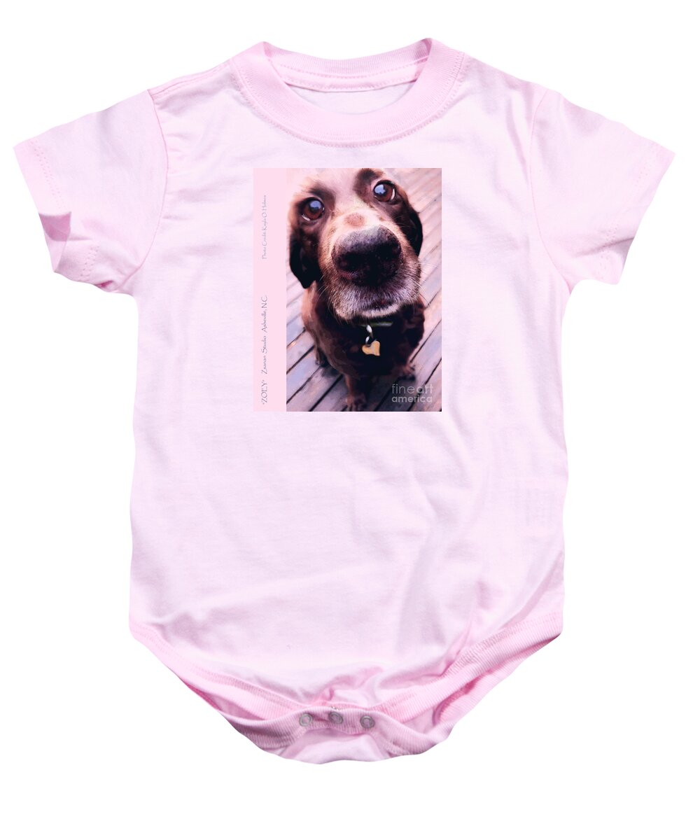Zoey. Dog Baby Onesie featuring the mixed media Zoey by Zsanan Studio