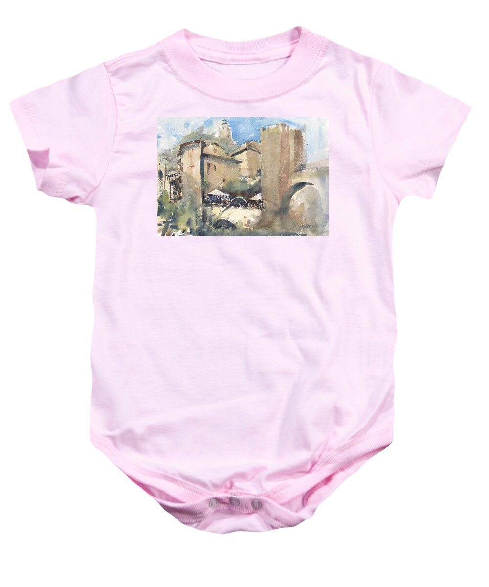  Baby Onesie featuring the painting Catalan Castle #1 by Gaston McKenzie