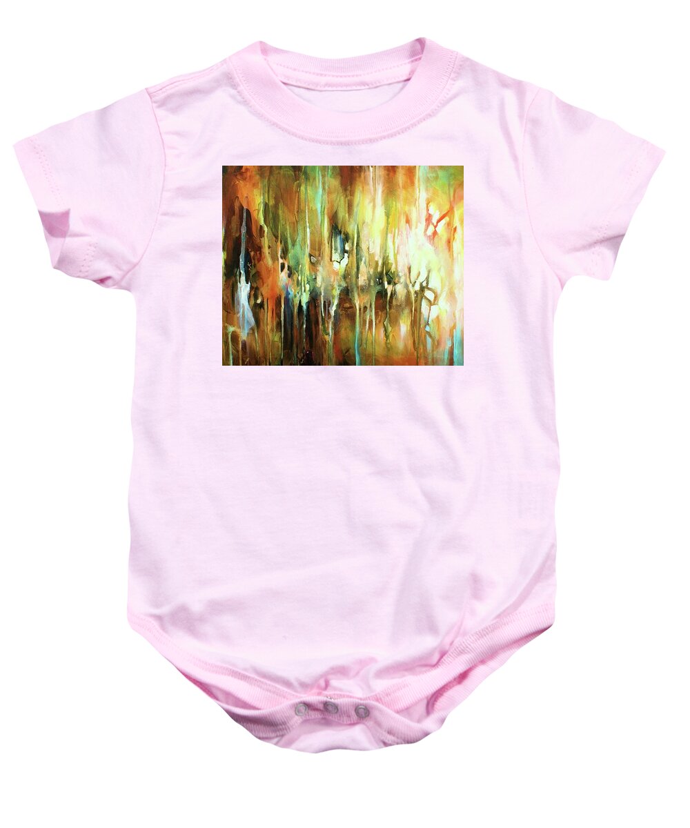 Abstract Baby Onesie featuring the painting Gravity by Michael Lang
